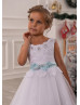 Beaded White Floral Lace Tulle Flower Girl Dress Beaded White Floral Lace Tulle Flower Girl Dress